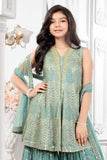 Elegant Sea Green Sequins Work With Zari Embroidered Palazzo Set For Girls