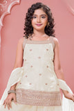 Cream Embroidered Kurti And Palazzo Set for Girls