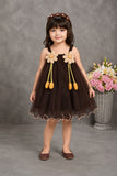 Brown Frock With Playful 3D Floral Applique