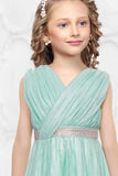Mint Green Shimmer Party Gown For Girls