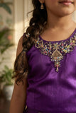 Purple Dhoti Set with Printed Cape Dupatta For Girls