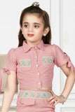 Dusty Pink Top And Shorts Set For Girls