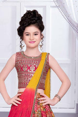 Multi Color Lehenga Choli With Sequin Embroidery For Girls