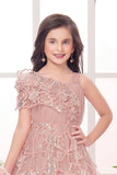 Blush Pink Heavy Sequin Work Party Wear Gown For Girls