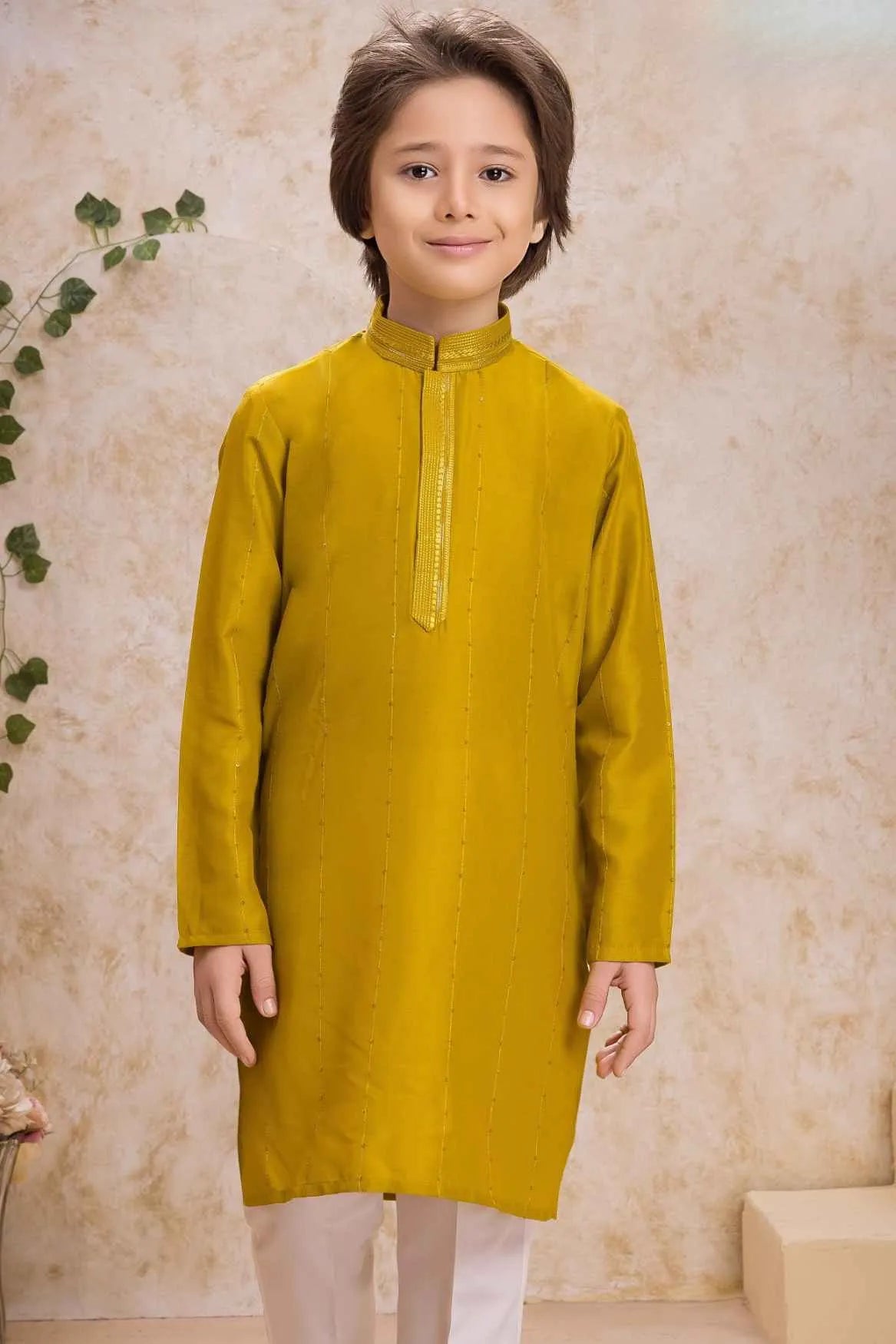 Classic Mustard Kurta Pajama Set For Boys