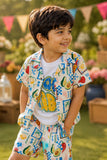Boys Multicolor Printed Shorts Set with Shirt And Graphic T-Shirt