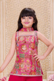 Rani Pink Embroidered Sharara Set with Dupatta For Girls