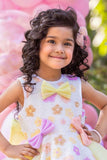 Multicolor Sequins Work With Bow Embellished Tailback Party Wear Frock For Girls