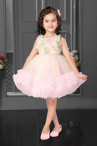 Snow white sequin gown with floral embellishments.