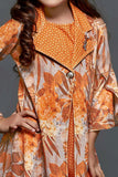 Orange Floral Printed Dress For Girls
