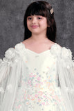 Girls Floral Sequin Embellished White Party Gown