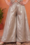 Girls Taupe Brown Embroidered Palazzo Set with Dupatta