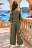 Girls Grey Embellished Top With Wide Leg Co-Ord Set