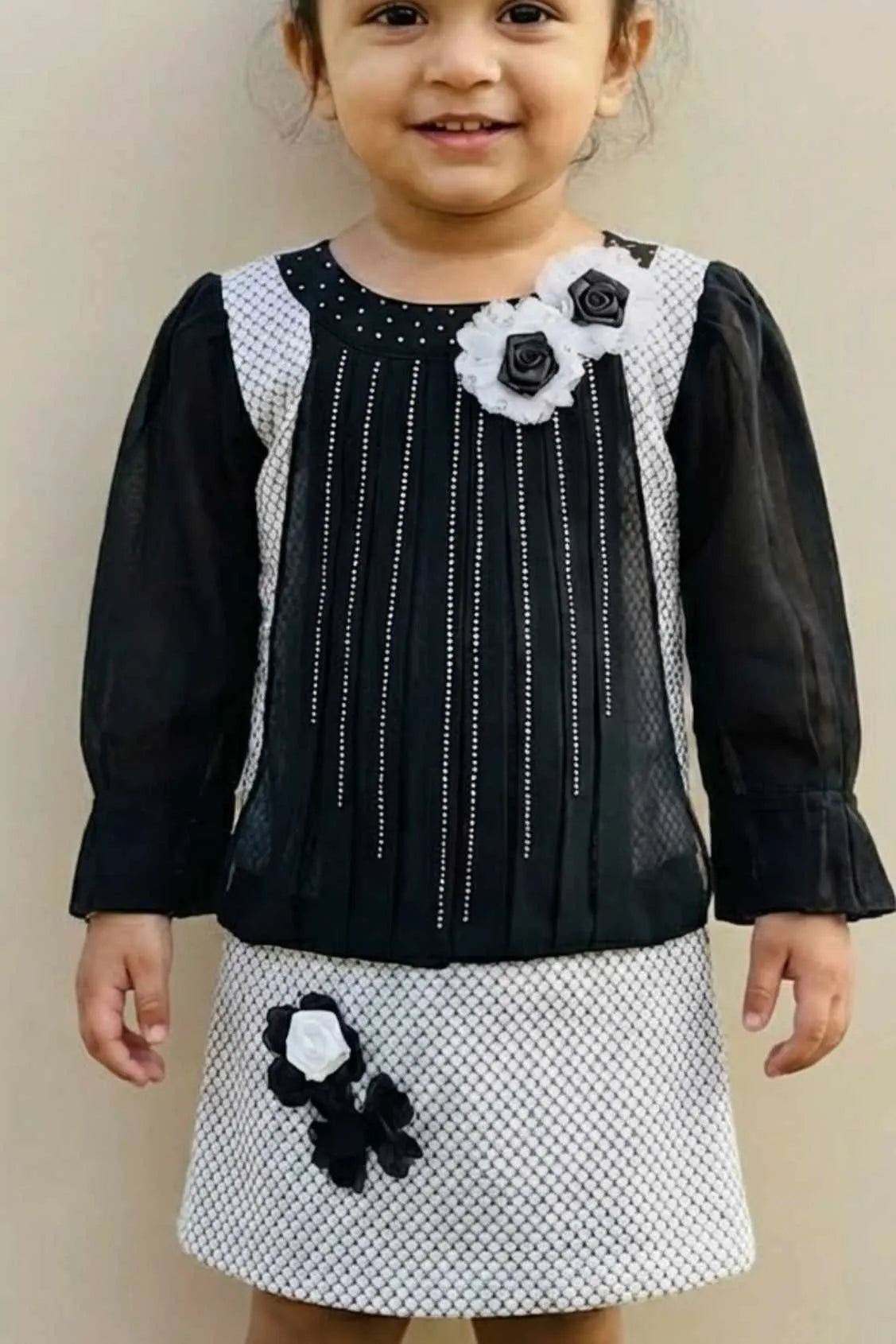 Black And White Party Dress For Girls