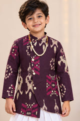 Boys Purple Printed Kurta Dhoti Pant Set