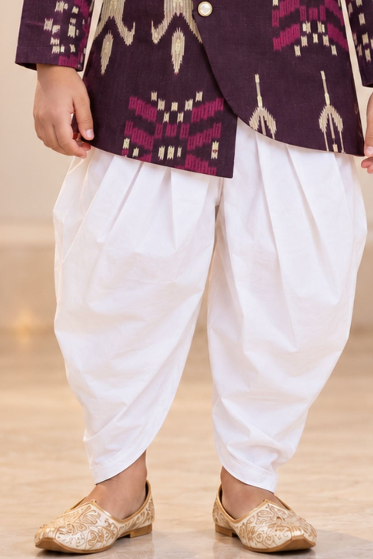 Boys Purple Printed Kurta Dhoti Pant Set