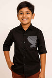 Black Printed Shirt  For Boys
