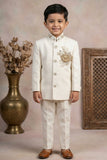 Boys Ivory Jodhpuri Suit with Royal Crest Embroidery