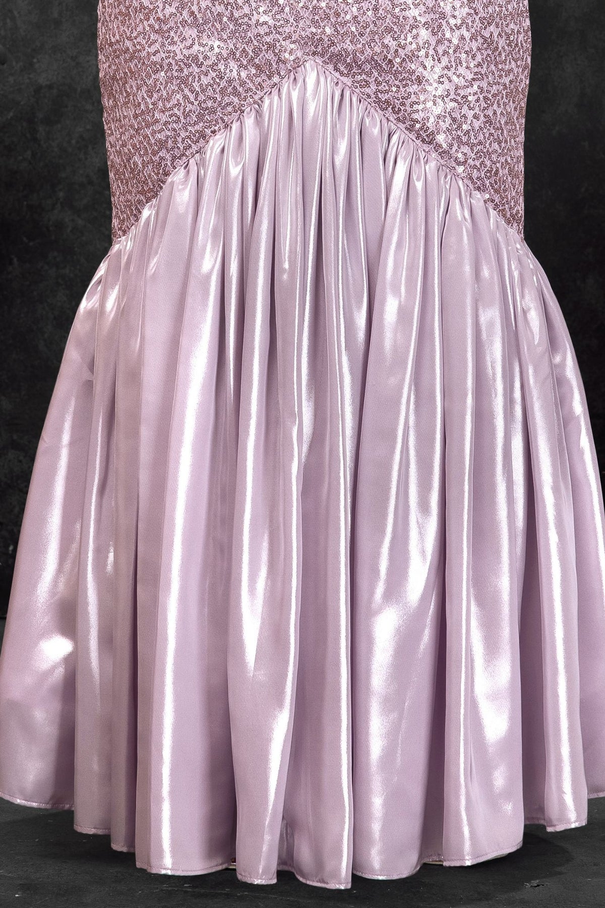 Girls Onion Pink Sequin Embellished One-Shoulder Mermaid Party Gown
