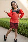 Red Pleated Party Dress For Girls