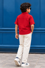 Boys Rust Red Utility Jacket Graphic T-Shirt Pant Set