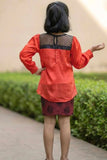 Red Pleated Party Dress For Girls