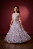 Lavender Embroidered Lehenga Choli Set with Sequin Floral Work