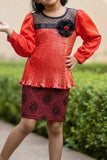 Red Pleated Party Dress For Girls