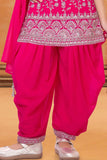 Rani Pink Embroidered Patiala Suit Set For Girls