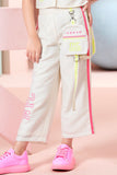Girls Off-White Co-Ord Set with Neon Stripe Pants