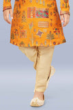 Ethnic Mustard Printed Kurta Set For Boys