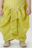 Light Green Floral Dhoti Set with Cowrie Shell Detailing For Girls