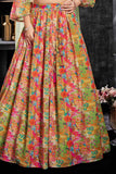 Multicolor Printed Lehenga Choli With Embroidered And Mirror Work For Girls