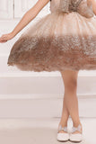 Brown Ombre With Bow Embellishment Party Wear Frock for Girls