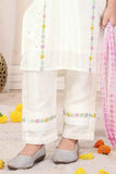 White Kurta Set With Multicolor Embroidery And Yellow-Green Dupatta For Girls