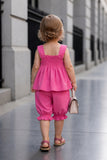 Pink Floral Appliqué Top and Capri Co-Ord Set With Floral Applique
