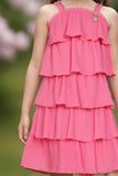 Stylish Pink Frilled Casual Wear Dress For Girls - Lagorii Kids
