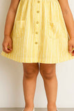 Yellow Cotton Button Down Day Dress for Girls