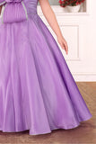 Designer Purple Party Wear Gown with Oversized Pleated Bow and Rosette Embellishment For Girls