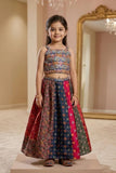 Multicolor Bandhani Printed And Floral Embroidered Lehenga Choli For Girls