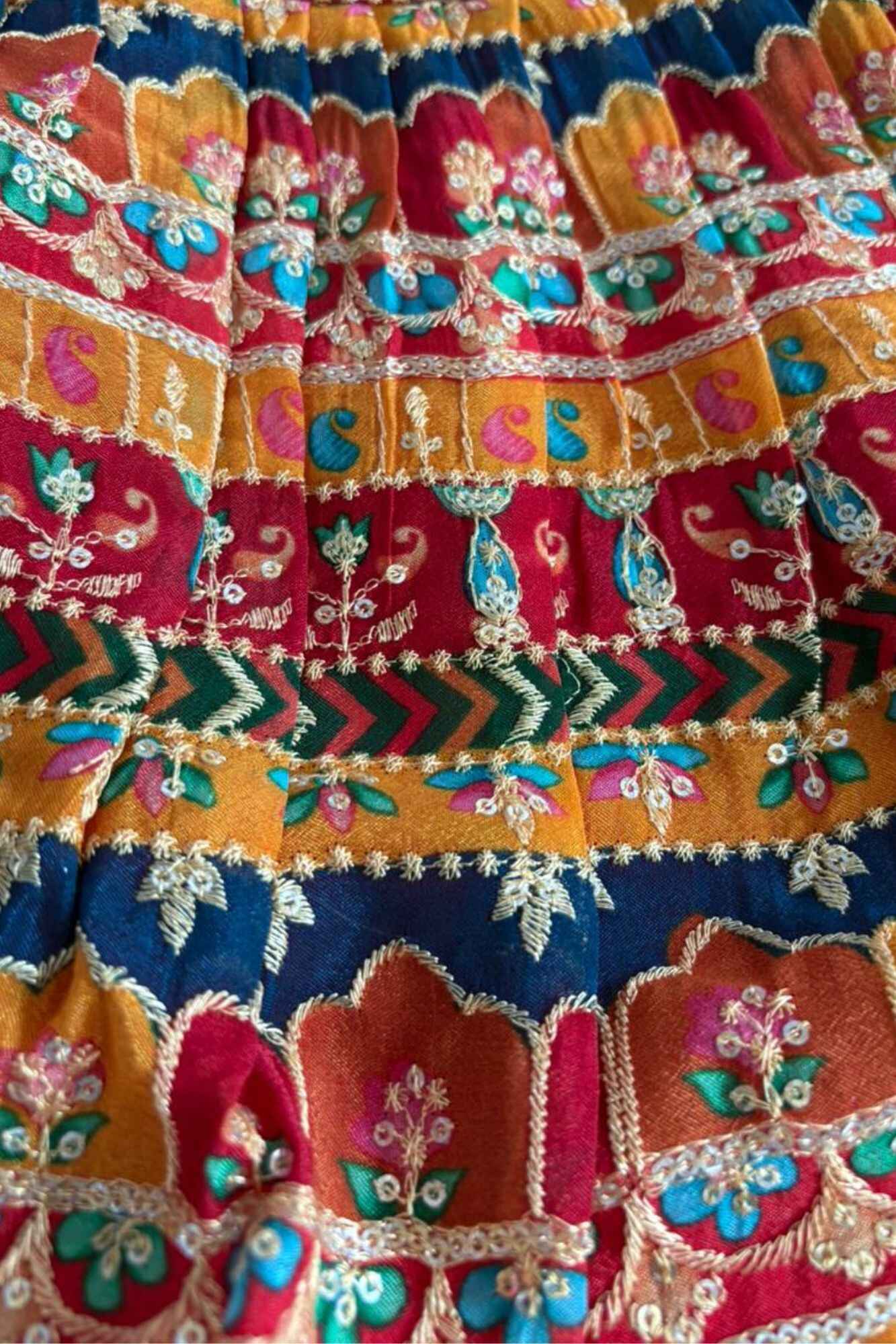 Yellow With Multicolor Printed Ethnic Lehenga Choli For Girls