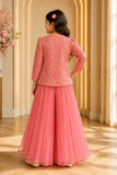 Girls Baby Pink Jacket Style Palazzo Set with Dupatta