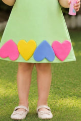 Girls Mint Green Heart Applique Party Frock