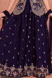 Girls Purple Gold Embroidered Palazzo Set With Dupatta