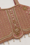 Girls Dusty Rose Embroidered Lehenga Choli Set with Dupatta