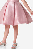 Pink Bow Embellished Party Wear Frock For Girls