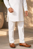 White Pathani Set  With Shirt Collar Design For Boys