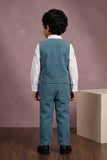 Boys Dusty Blue Waistcoat Suit Set with Bow Tie