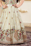 Cream Embroidered Lehenga Choli with Regal Peacock Motifs For Girls