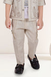 Stylish Beige Co-ord Set with Embroidered Jacket and T-Shirt For Boys